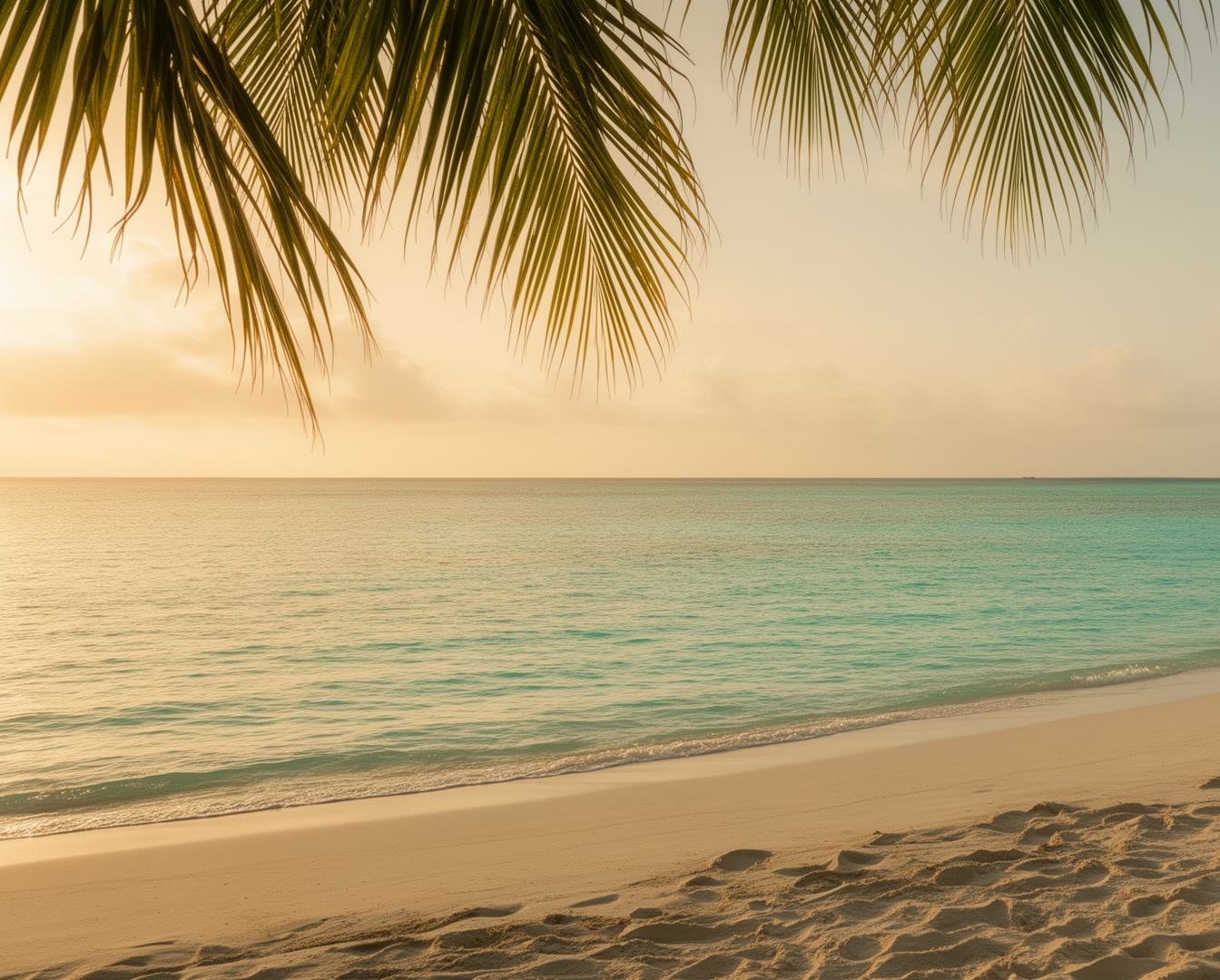 Turquoise lagoon at golden hour
